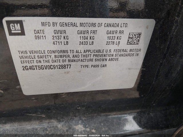 Aukcja sprzedaży 2012 Buick Regal Turbo - Premium 2, vin: 2G4GT5GV0C9128877, numer aukcji: 44506492