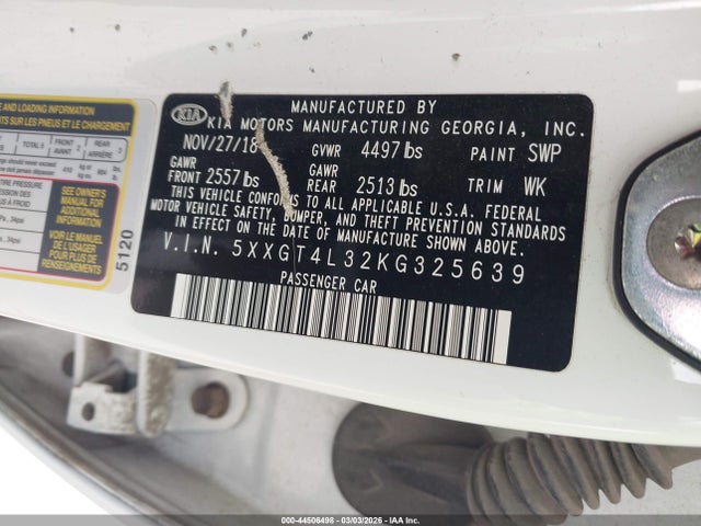 5XXGT4L32KG325639 KIA Optima Lx