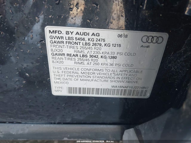 WA1BNAFY6J2204847 Audi Q5 2.0t Premium/2.0t Tech Premium