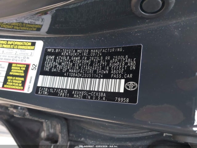 Toyota CAMRY SE 2025 4T1DBADK2SU511424 Image 9