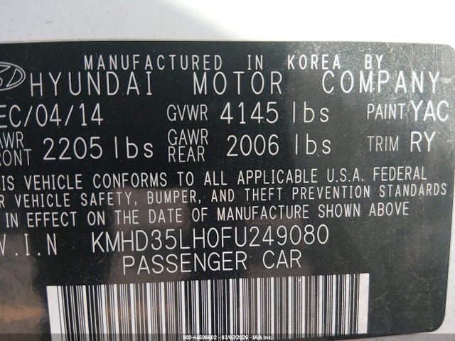 KMHD35LH0FU249080 Hyundai ELANTRA GT
