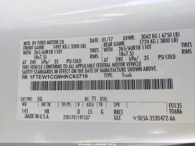Ford F-150 Lariat 2017 1FTEW1CG9HKC63719 Image 9