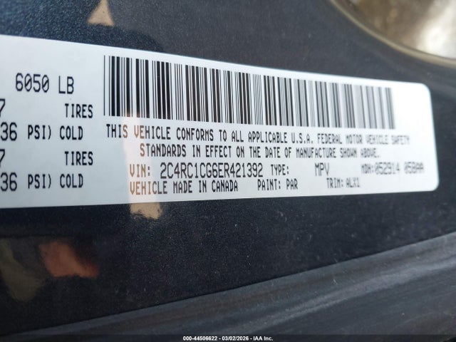 Aukcja sprzedaży 2014 Chrysler Town & Country Touring-l, vin: 2C4RC1CG6ER421392, numer aukcji: 44506622