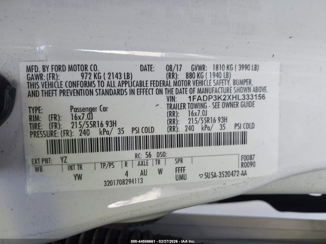 Ford FOCUS SE 2017 1FADP3K2XHL333156 Image 9