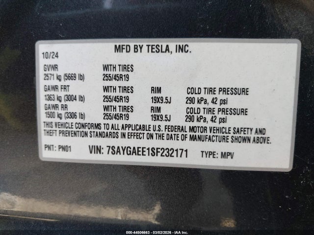 2025 TESLA MODEL Y 7SAYGAEE1SF232171 Photo 8