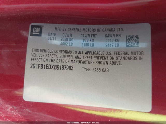 2011 CHEVROLET CAMARO 2G1FB1EDXB9187903 Photo 8