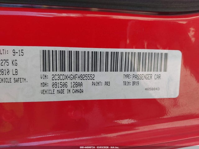 Dodge Charger Sxt 2015 2C3CDXHGXFH925552 Image 9