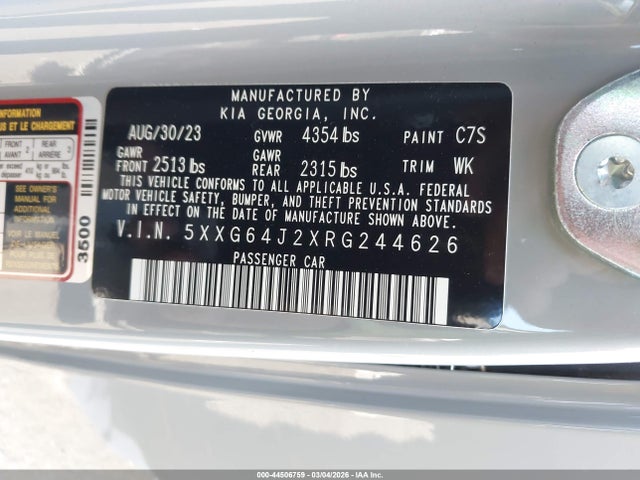5XXG64J2XRG244626 KIA K5 Gt-line