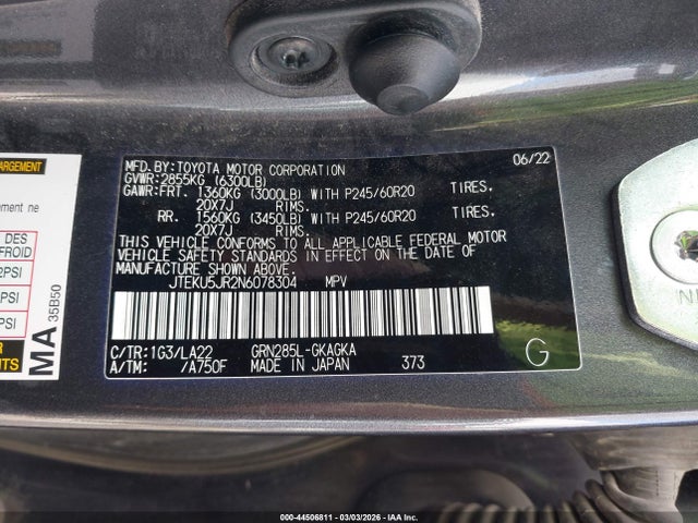 JTEKU5JR2N6078304 Toyota 4runner Limited