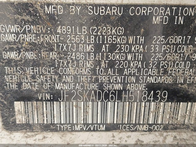2020 SUBARU FORESTER JF2SKADC6LH518439 Photo 8