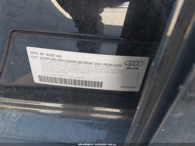 2007 AUDI A4 WAUDF78E27A223800 Photo 8