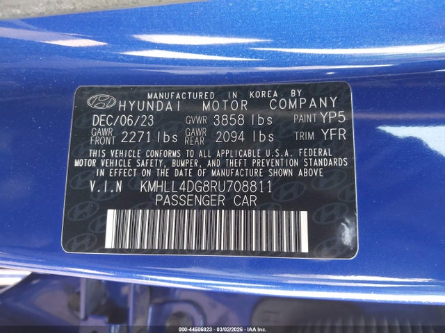 KMHLL4DG8RU708811 Hyundai ELANTRA SE