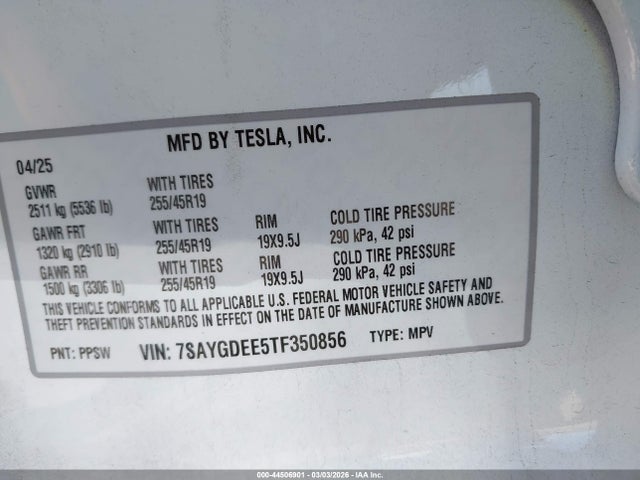 2026 TESLA MODEL Y 7SAYGDEE5TF350856 Photo 8