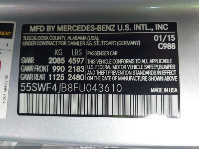 2015 MERCEDES-BENZ C 300 55SWF4JB8FU043610 Photo 8