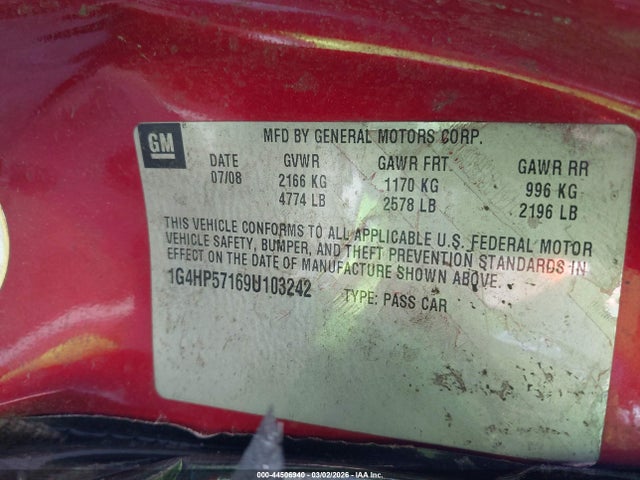 Aukcja sprzedaży 2009 Buick Lucerne Cx, vin: 1G4HP57169U103242, numer aukcji: 44506940