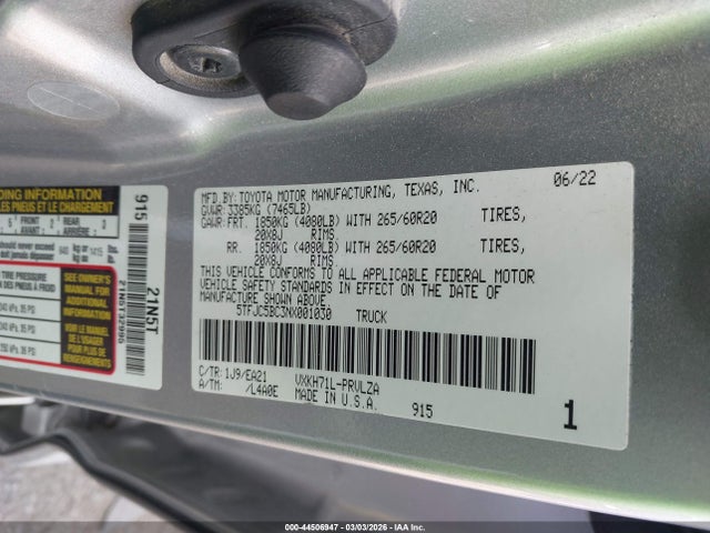 2022 TOYOTA TUNDRA HYBRID 5TFJC5BC3NX001030 Photo 8