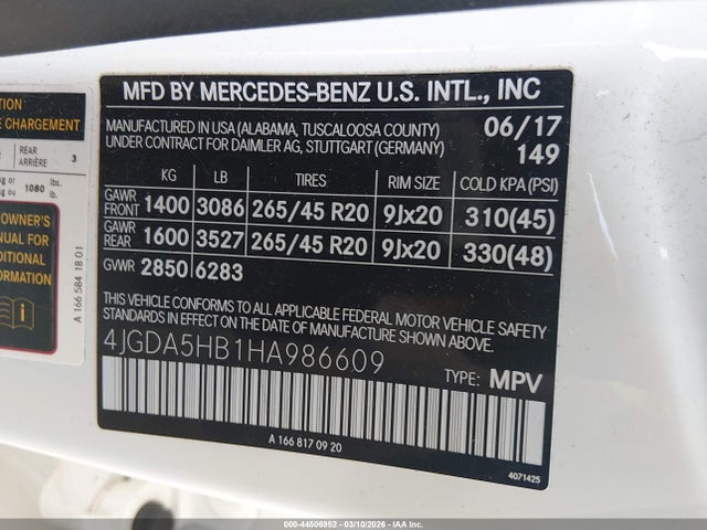 4JGDA5HB1HA986609 Mercedes-Benz Gle 350 4matic