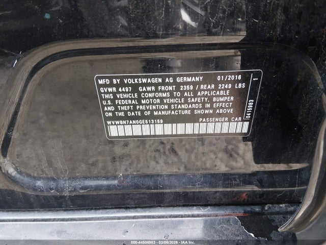 44506983 :رقم المزاد ، WVWBN7AN0GE513159 vin ، 2016 Volkswagen Cc 2.0t R-line مزاد بيع