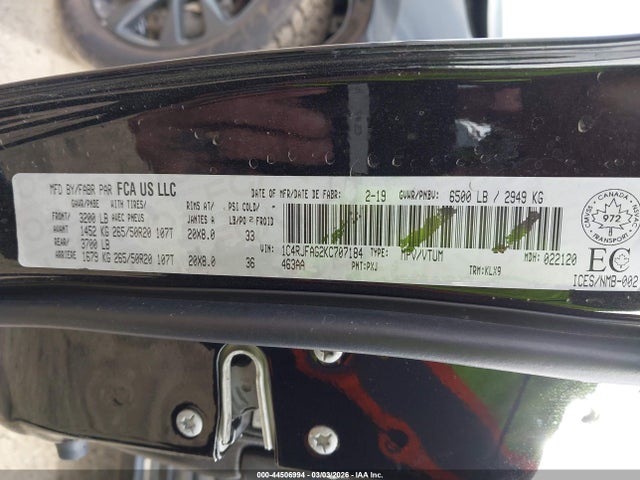 1C4RJFAG2KC707184 Jeep Grand Cherokee Laredo