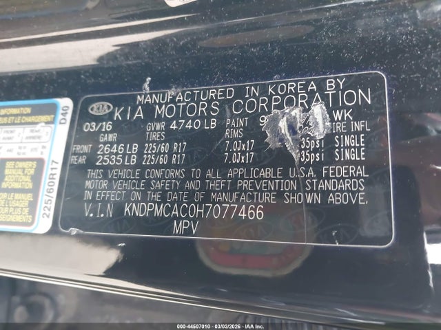 KNDPMCAC0H7077466 KIA Sportage Lx