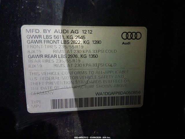 2013 AUDI Q5 WA1DGAFP8DA050856 Photo 8