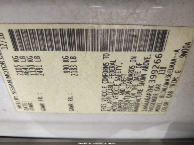 1N4AA6AP2HC399266 Nissan Maxima 3.5 S