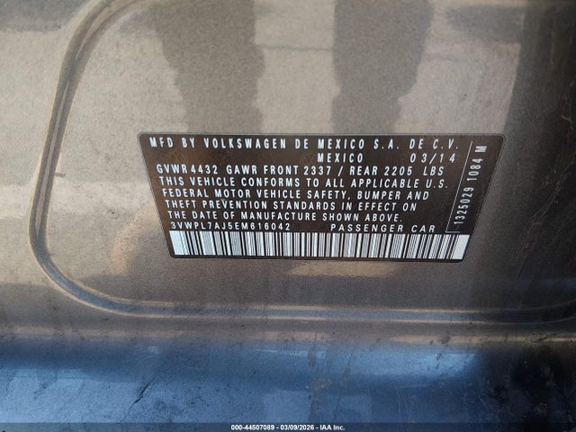 Продаж на аукціоні авто 2014 Volkswagen Jetta Sportwagen 2.0l Tdi, vin: 3VWPL7AJ5EM616042, номер лоту: 44507089