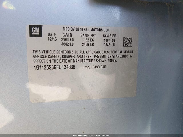 2015 CHEVROLET IMPALA 1G1125S36FU124836 Photo 8