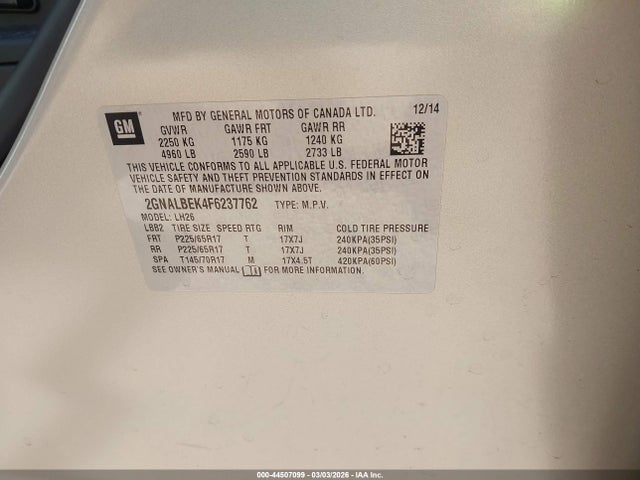2GNALBEK4F6237762 Chevrolet EQUINOX 1LT