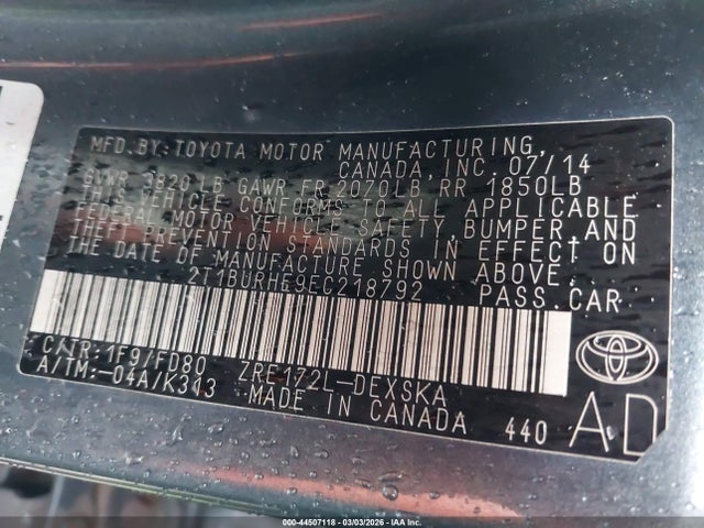 Toyota Corolla S Plus 2014 2T1BURHE9EC218792 Image 9
