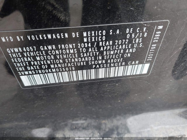 2019 VOLKSWAGEN JETTA 3VWN57BU0KM035019 Photo 8
