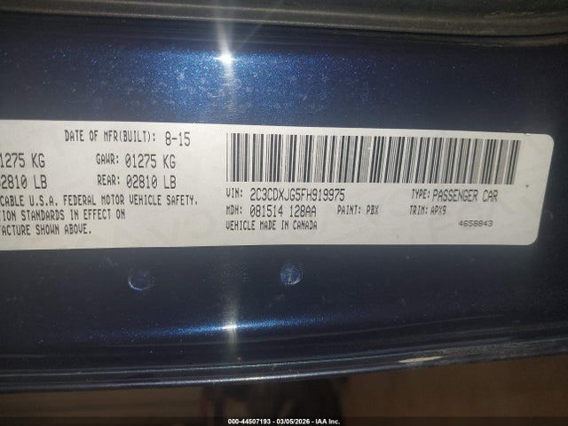 Продажа на аукционе авто 2015 Dodge Charger Sxt, vin: 2C3CDXJG5FH919975, номер лота: 44507193