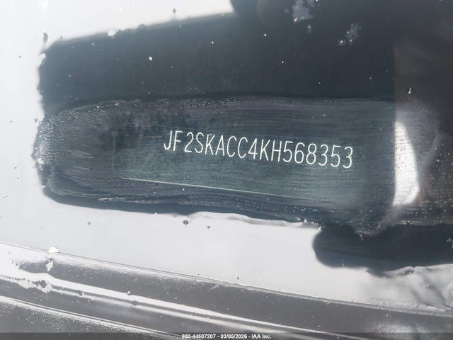 2019 Subaru Forester მანქანა იყიდება აუქციონზე, vin: JF2SKACC4KH568353, აუქციონის ნომერი: 44507207