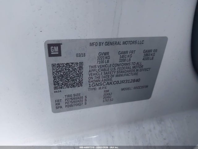 1GNSCAKC0JR312840 Chevrolet Tahoe Ls
