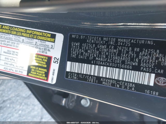 Toyota CAMRY SE 2025 4T1DAACK8SU156666 Image 9