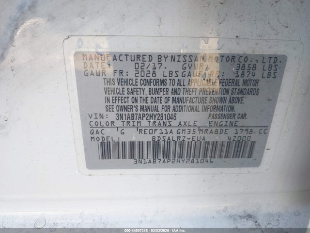 3N1AB7AP2HY281046 Nissan SENTRA SR