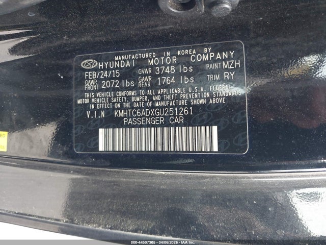 44507305 :رقم المزاد ، KMHTC6ADXGU251261 vin ، 2016 Hyundai Veloster مزاد بيع