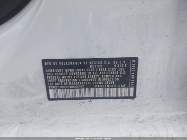 Продаж на аукціоні авто 2023 Volkswagen Jetta Gli 2.0t Autobahn, vin: 3VW2T7BU3PM029747, номер лоту: 44507311