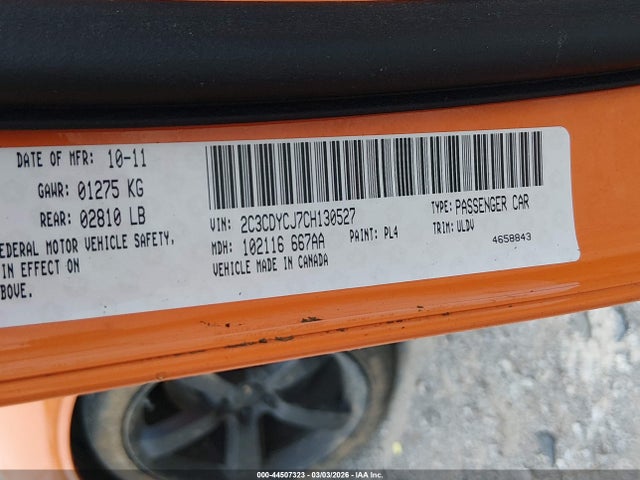 Продажа на аукционе авто 2012 Dodge Challenger Srt8 392, vin: 2C3CDYCJ7CH130527, номер лота: 44507323