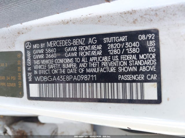 1993 MERCEDES-BENZ 400 WDBGA43E8PA098711 Photo 8