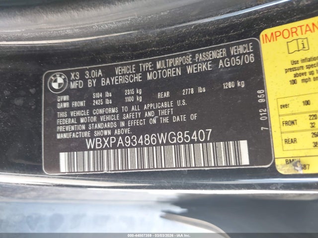 2006 BMW X3 WBXPA93486WG85407 Photo 8