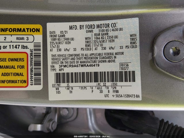 3FMCR9A67MRA46419 Ford Bronco Sport