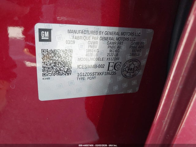 1G1ZD5STXKF186235 Chevrolet MALIBU LT