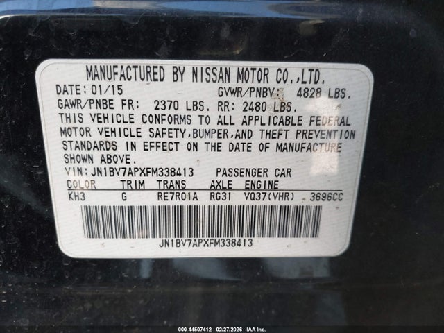 JN1BV7APXFM338413 Infiniti Q50