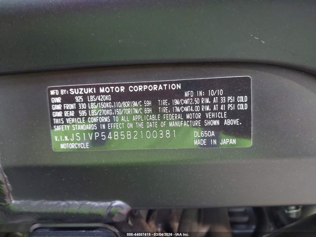 2011 SUZUKI DL650 JS1VP54B5B2100381 Photo 9