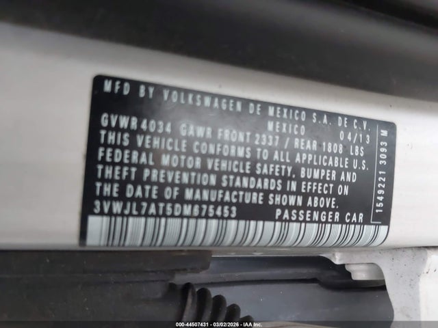 Продажа на аукционе авто 2013 Volkswagen Beetle 2.0l Tdi, vin: 3VWJL7AT5DM675453, номер лота: 44507431
