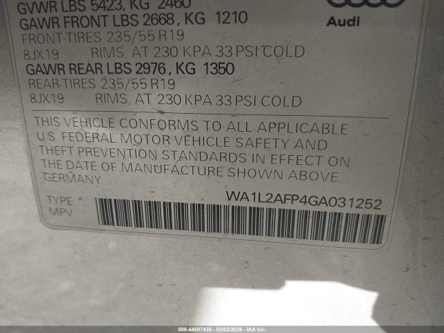 2016 AUDI Q5 WA1L2AFP4GA031252 Photo 8