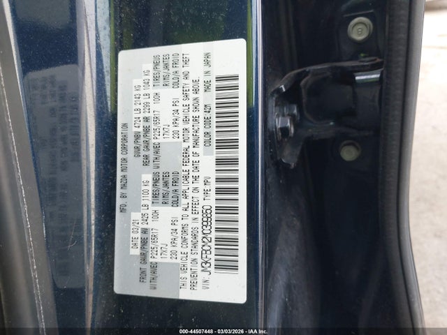 Продажа на аукционе авто 2021 Mazda Cx-5 Touring, vin: JM3KFBCM2M0399850, номер лота: 44507448