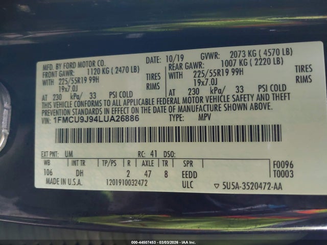 Ford Escape Titanium 2020 1FMCU9J94LUA26886 Image 9