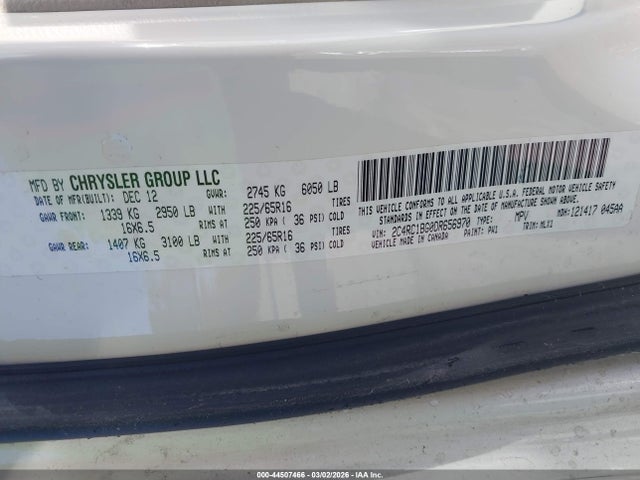 Продажа на аукционе авто 2013 Chrysler Town & Country Touring, vin: 2C4RC1BG0DR656970, номер лота: 44507466